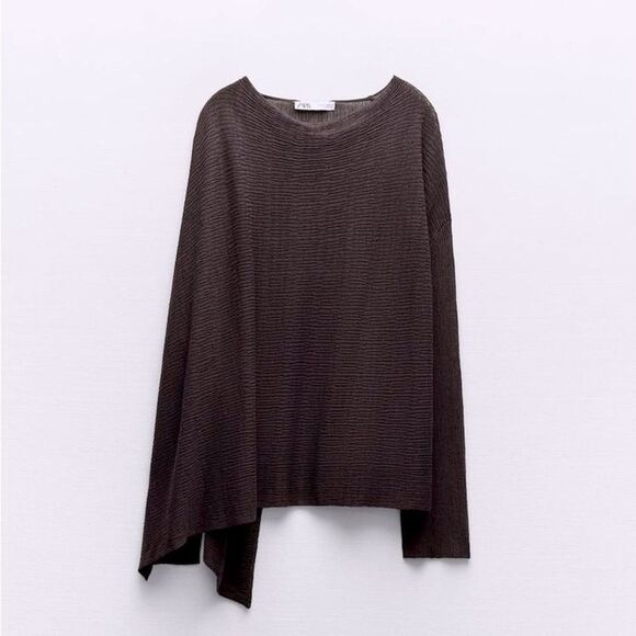 Zara Fine Knit Shawl Scarf sweater Brown M NWOT - Picture 11 of 13